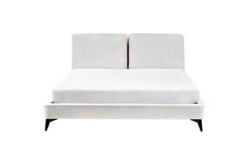 Säng med lamellram Melle - Vit, Svart/Bouclé, 160x200 cm - Möbler - Sovrum - Sängram & sängstomme