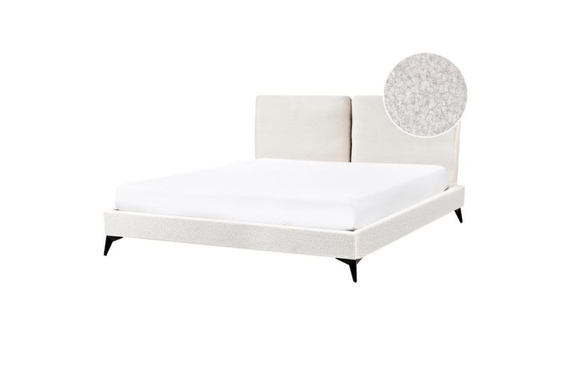 Säng med lamellram Melle - Vit, Svart/Bouclé, 160x200 cm - Möbler - Sovrum - Sängram & sängstomme