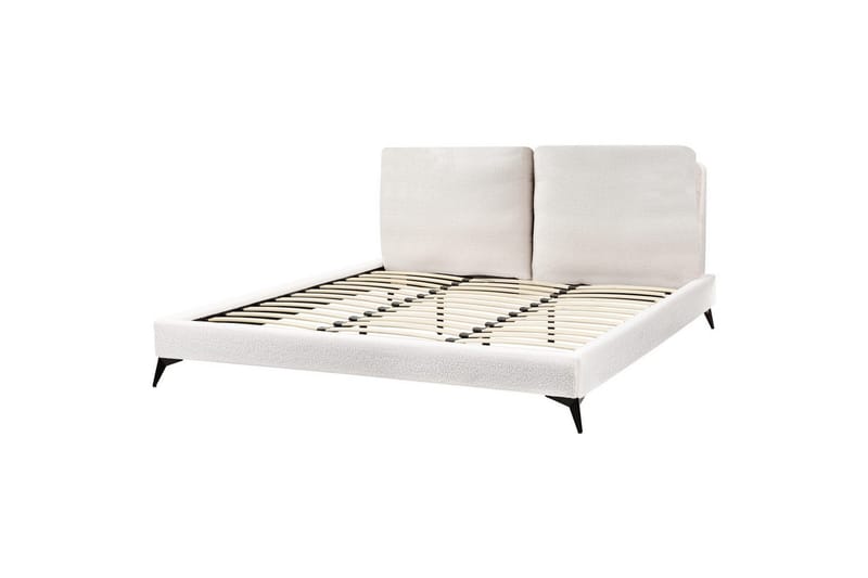 Säng med lamellram Melle - Vit, Svart/Bouclé, 180x200 cm - Möbler - Sovrum - Sängram & sängstomme