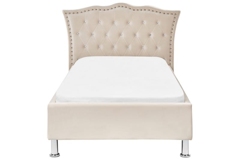 Säng med lamellram Metz - Beige, Silver/Sammet, 90x200 cm - Möbler - Sovrum - Sängram & sängstomme