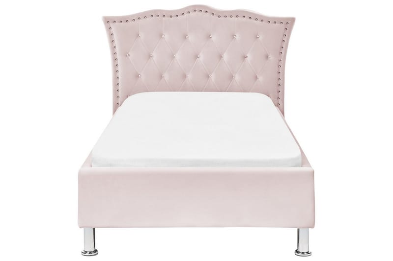 Säng med lamellram Metz - Rosa, Silver/Sammet, 90x200 cm - Möbler - Sovrum - Sängram & sängstomme