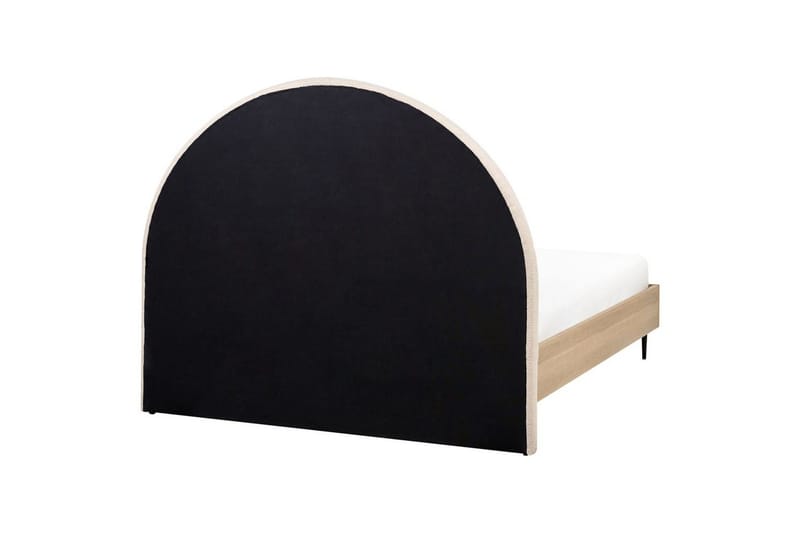 Säng med lamellram Millay - Beige, ljust trä, svart/Bouclé, 140x200 cm - Möbler - Sovrum - Sängram & sängstomme
