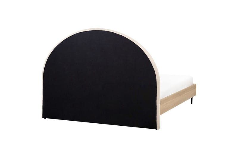 Säng med lamellram Millay - Beige, ljust trä, svart/Bouclé, 160x200 cm - Möbler - Sovrum - Sängram & sängstomme