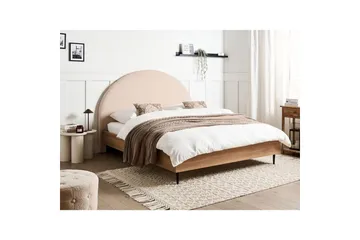 Säng med lamellram Millay - Beige, ljust trä, svart/Bouclé, 160x200 cm - Möbler - Sovrum - Sängram & sängstomme