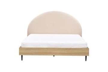 Säng med lamellram Millay - Beige, ljust trä, svart/Bouclé, 180x200 cm - Möbler - Sovrum - Sängram & sängstomme