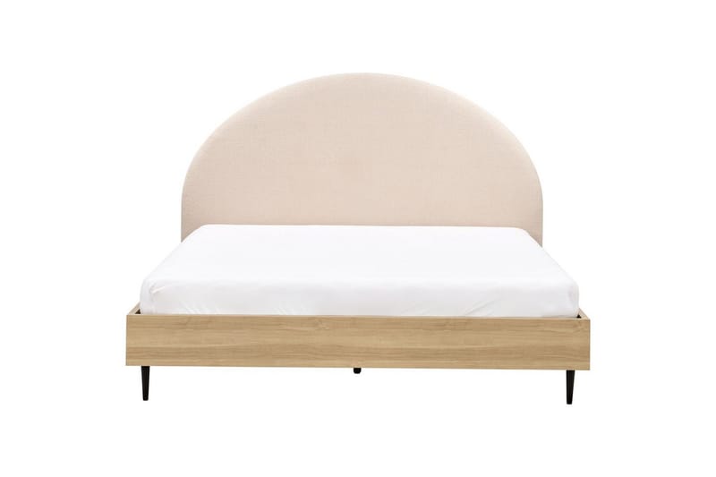 Säng med lamellram Millay - Beige, ljust trä, svart/Bouclé, 180x200 cm - Möbler - Sovrum - Sängram & sängstomme