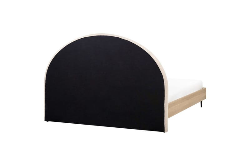Säng med lamellram Millay - Beige, ljust trä, svart/Bouclé, 180x200 cm - Möbler - Sovrum - Sängram & sängstomme