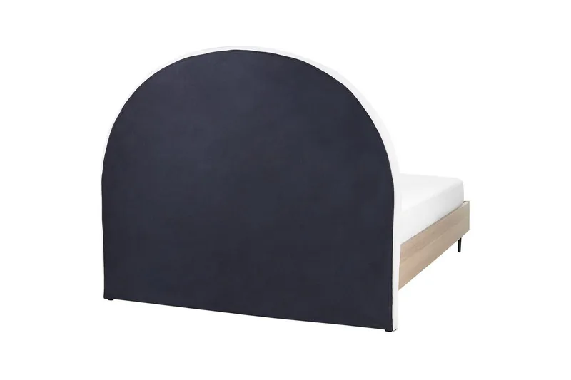 Säng med lamellram Millay - Vit, ljust trä, svart/Polyester, 140x200 cm - Möbler - Sovrum - Sängram & sängstomme