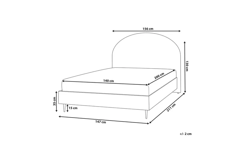 Säng med lamellram Millay - Vit, ljust trä, svart/Polyester, 140x200 cm - Möbler - Sovrum - Sängram & sängstomme