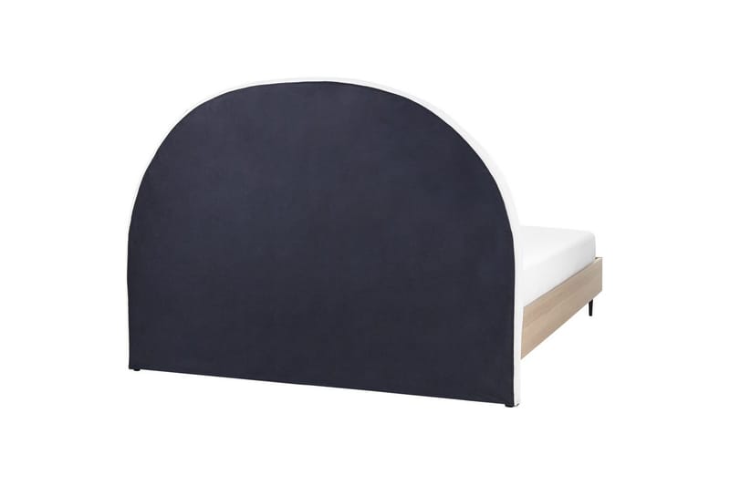 Säng med lamellram Millay - Vit, ljust trä, svart/Polyester, 160x200 cm - Möbler - Sovrum - Sängram & sängstomme