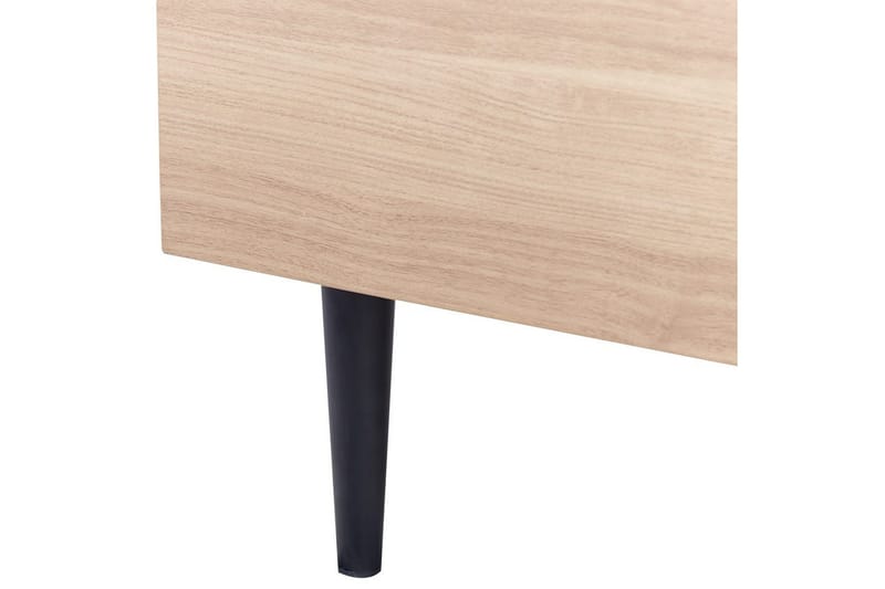 Säng med lamellram Millay - Vit, ljust trä, svart/Polyester, 180x200 cm - Möbler - Sovrum - Sängram & sängstomme