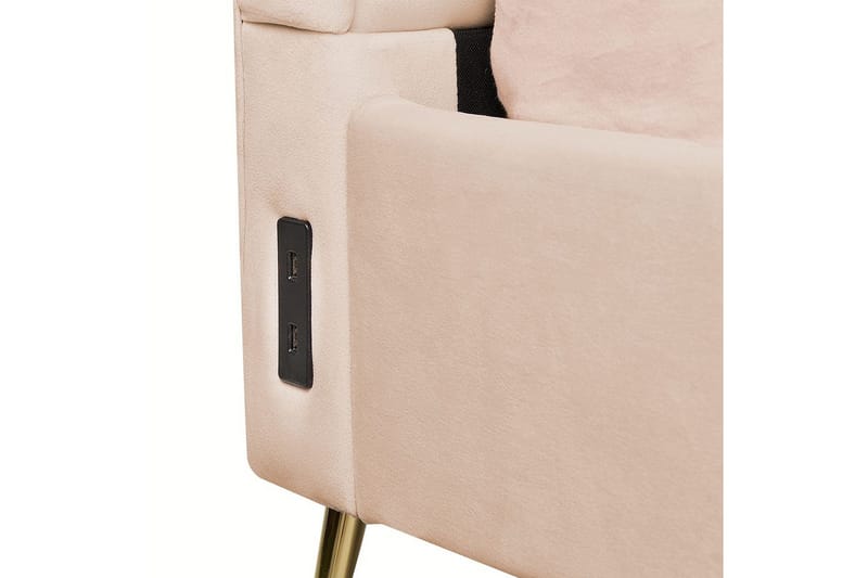 Säng med lamellram Miribel - Beige, guld, 140x200 cm - Möbler - Sovrum - Sängram & sängstomme