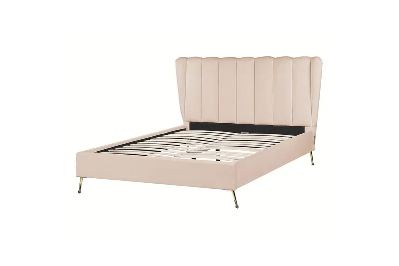 Säng med lamellram Miribel - Beige, guld, 140x200 cm - Möbler - Sovrum - Sängram & sängstomme