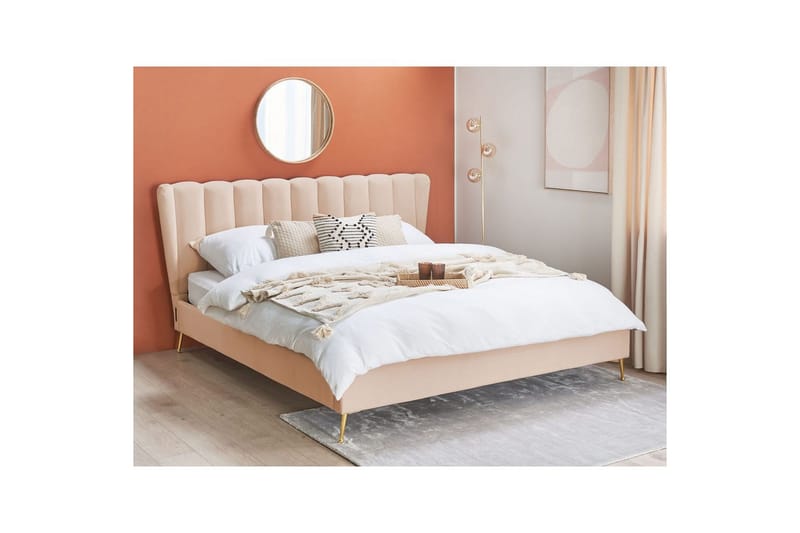 Säng med lamellram Miribel - Beige, guld, 180x200 cm - Möbler - Sovrum - Sängram & sängstomme