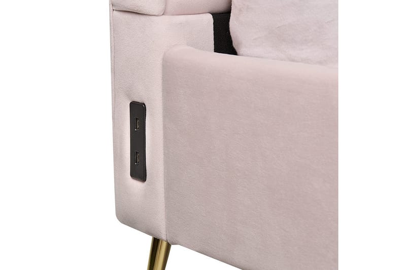 Säng med lamellram Miribel - Rosa, guld, 140x200 cm - Möbler - Sovrum - Sängram & sängstomme