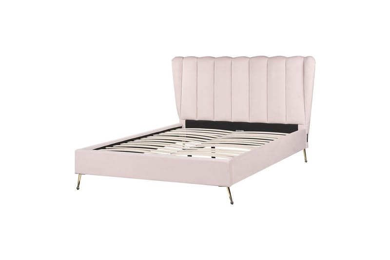 Säng med lamellram Miribel, Rosa, guld, 140x200 cm