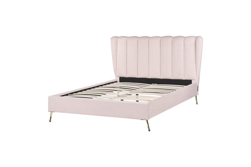 Säng med lamellram Miribel - Rosa, guld, 140x200 cm - Möbler - Sovrum - Sängram & sängstomme