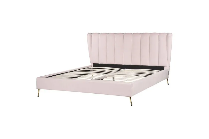Säng med lamellram Miribel - Rosa, guld, 180x200 cm - Möbler - Sovrum - Sängram & sängstomme