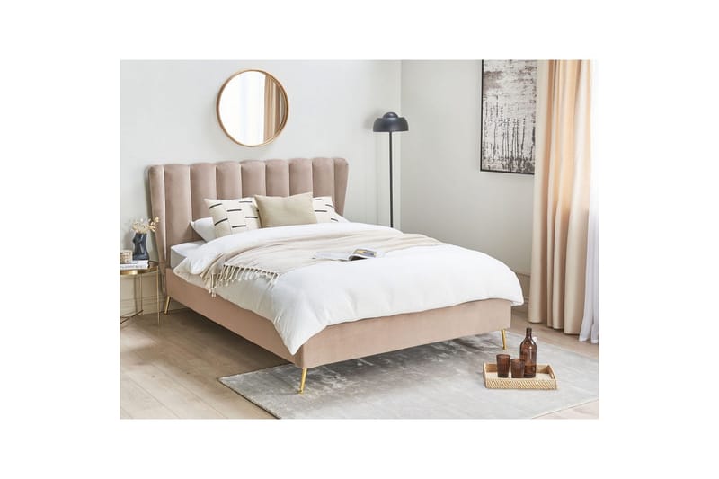 Säng med lamellram Miribel - Taupe, guld, 140x200 cm - Möbler - Sovrum - Sängram & sängstomme