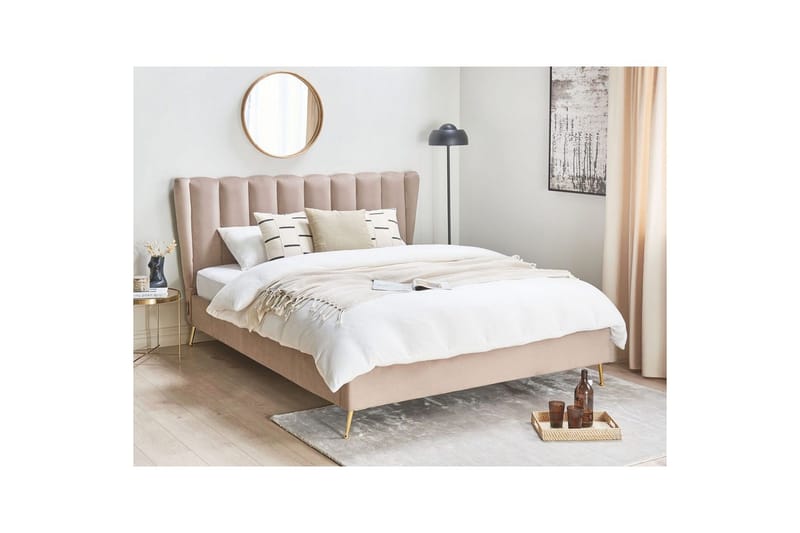 Säng med lamellram Miribel - Taupe, guld, 160x200 cm - Möbler - Sovrum - Sängram & sängstomme