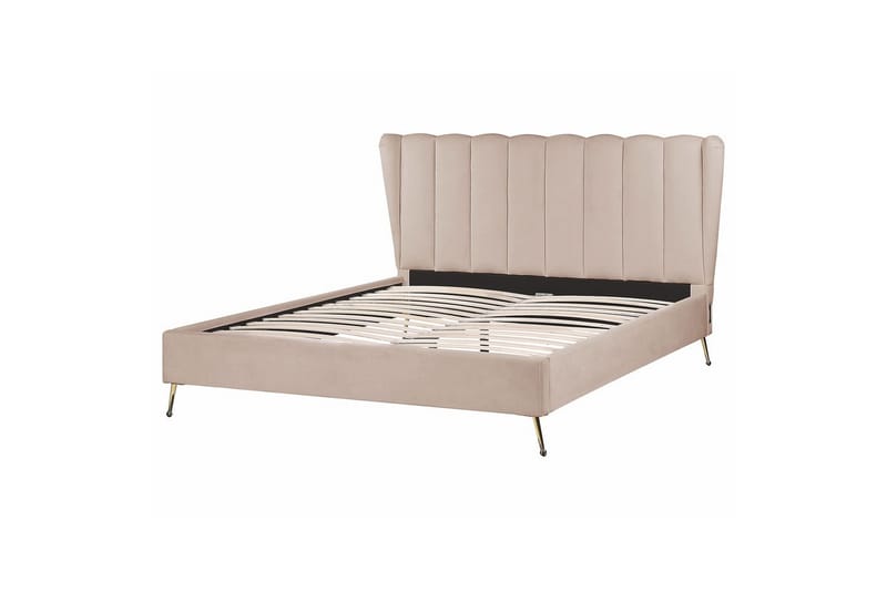 Säng med lamellram Miribel, Taupe, guld, 160x200 cm