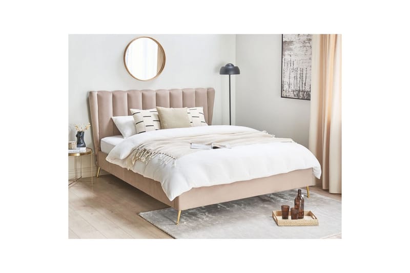 Säng med lamellram Miribel - Taupe, guld, 160x200 cm - Möbler - Sovrum - Sängram & sängstomme