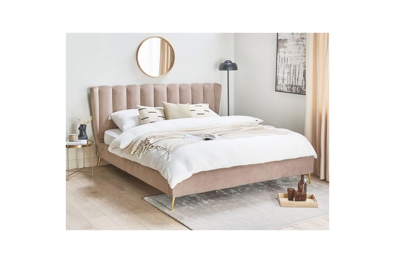 Säng med lamellram Miribel - Taupe, guld, 180x200 cm - Möbler - Sovrum - Sängram & sängstomme