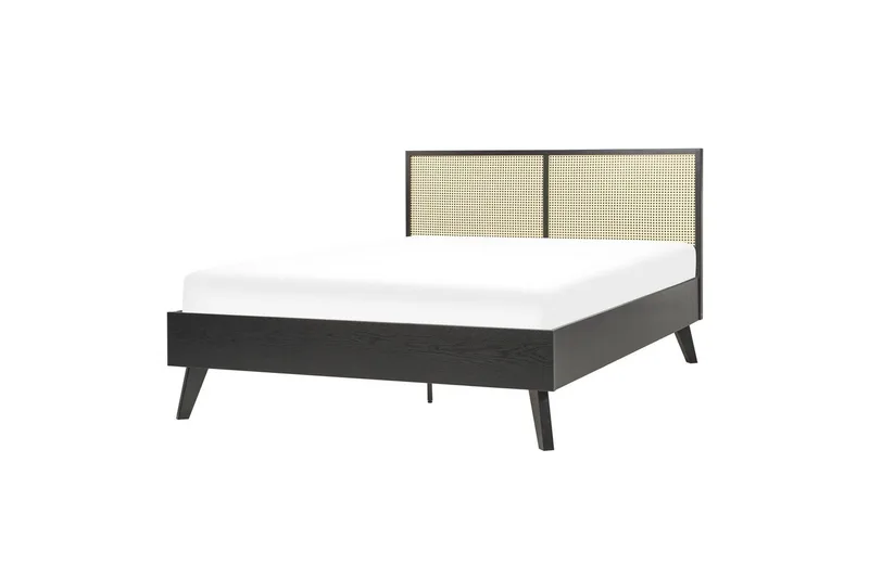 Säng med lamellram Monpazier - Svart, ljust trä, 140x200 cm - Möbler - Sovrum - Sängram & sängstomme