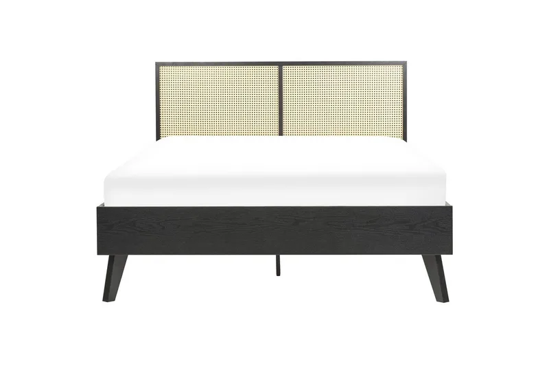 Säng med lamellram Monpazier - Svart, ljust trä, 140x200 cm - Möbler - Sovrum - Sängram & sängstomme