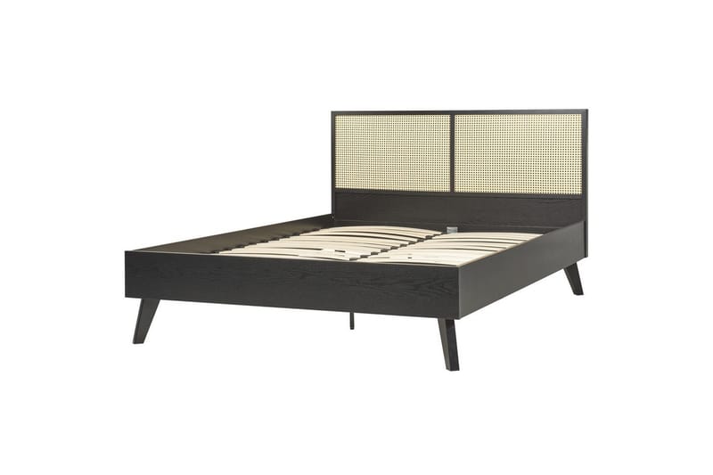 Säng med lamellram Monpazier - Svart, ljust trä, 140x200 cm - Möbler - Sovrum - Sängram & sängstomme