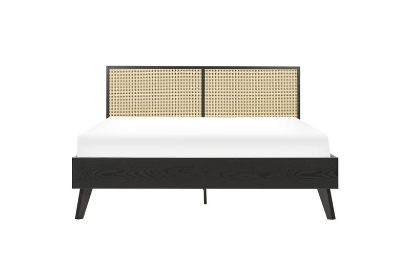 Säng med lamellram Monpazier - Svart, ljust trä, 160x200 cm - Möbler - Sovrum - Sängram & sängstomme