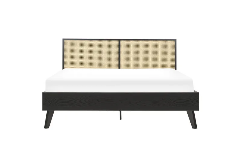Säng med lamellram Monpazier - Svart, ljust trä, 160x200 cm - Möbler - Sovrum - Sängram & sängstomme