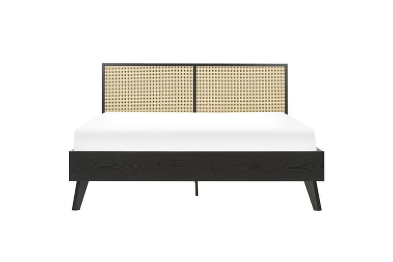 Säng med lamellram Monpazier - Svart, ljust trä, 160x200 cm - Möbler - Sovrum - Sängram & sängstomme