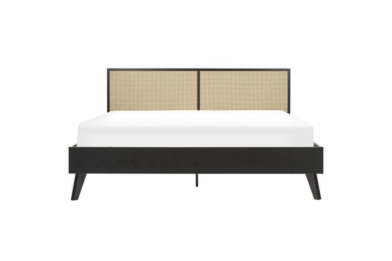 Säng med lamellram Monpazier - Svart, ljust trä, 180x200 cm - Möbler - Sovrum - Sängram & sängstomme