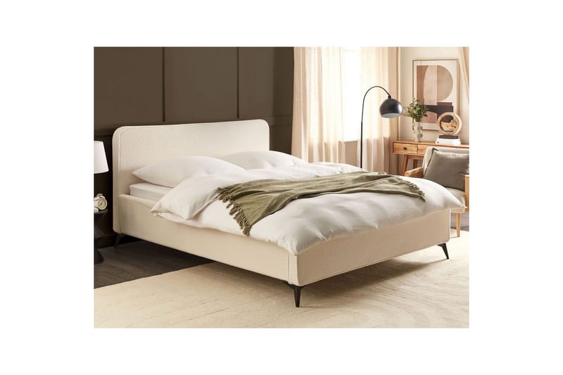 Säng med lamellram Valognes - Krämvit, Svart, 180x200 cm - Möbler - Sovrum - Sängram & sängstomme