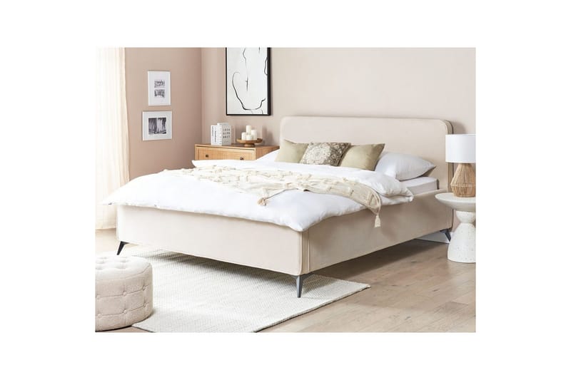 Säng med lamellram Valognes - Ljusbeige, svart, 180x200 cm - Möbler - Sovrum - Sängram & sängstomme