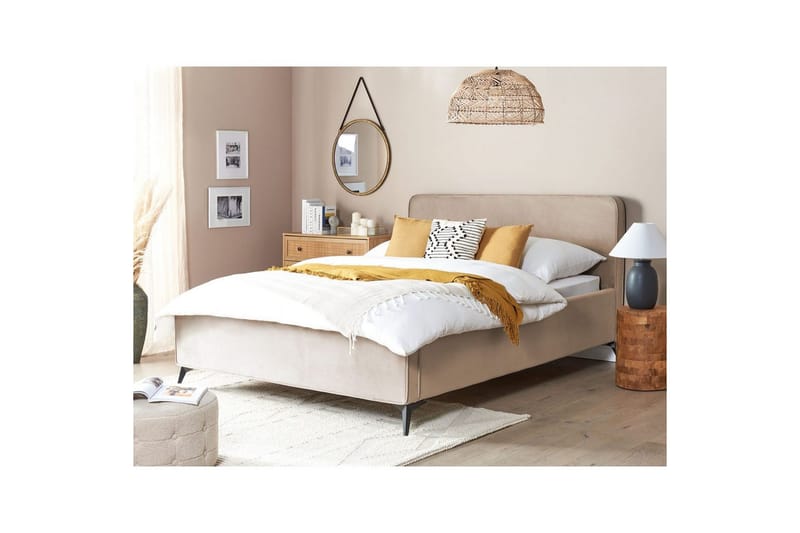 Säng med lamellram Valognes - Taupe, svart, 160x200 cm - Möbler - Sovrum - Sängram & sängstomme