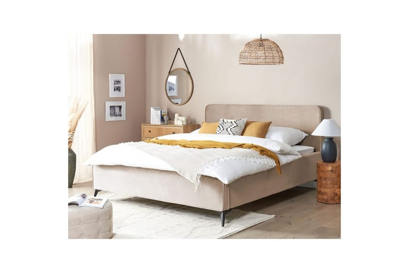 Säng med lamellram Valognes - Taupe, svart, 180x200 cm - Möbler - Sovrum - Sängram & sängstomme