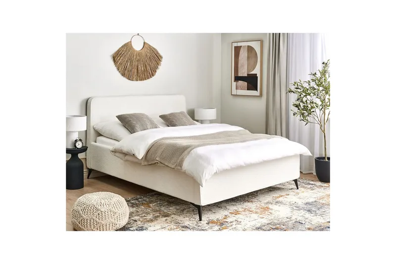 Säng med lamellram Valognes - Vit, Svart, 160x200 cm - Möbler - Sovrum - Sängram & sängstomme