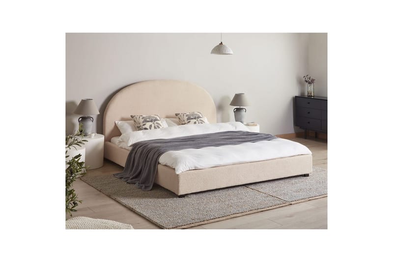 Säng med lamellram Vaucluse - Beige/Bouclé, 180x200 cm - Möbler - Sovrum - Sängram & sängstomme
