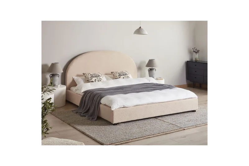 Säng med lamellram Vaucluse - Beige/Bouclé, 180x200 cm - Möbler - Sovrum - Sängram & sängstomme