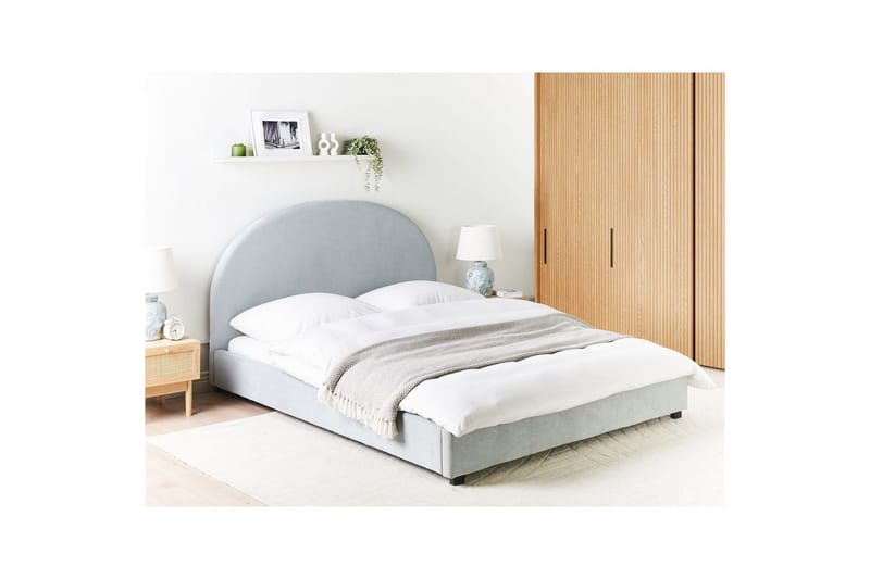 Säng med lamellram Vaucluse - Ljusblå/Polyester, 160x200 cm - Möbler - Sovrum - Sängram & sängstomme