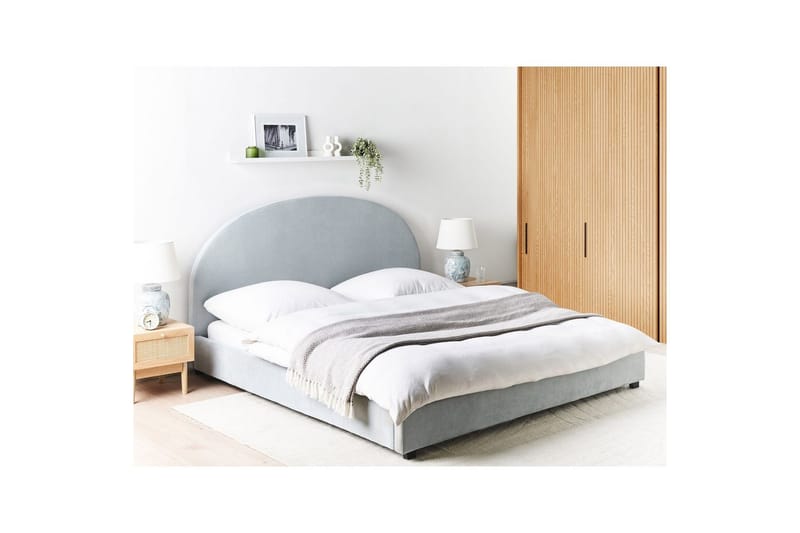 Säng med lamellram Vaucluse - Ljusblå/Polyester, 180x200 cm - Möbler - Sovrum - Sängram & sängstomme