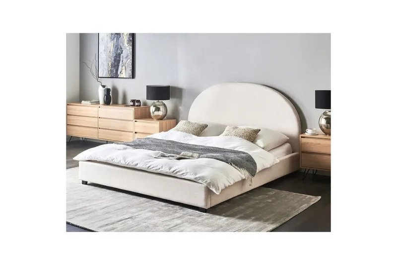 Säng med lamellram Vaucluse - Vit/Polyester, 160x200 cm - Möbler - Sovrum - Sängram & sängstomme