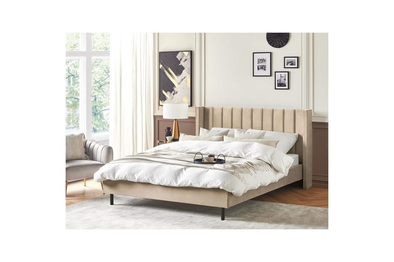 Säng med lamellram Villette - Beige, svart, 180x200 cm - Möbler - Sovrum - Sängram & sängstomme