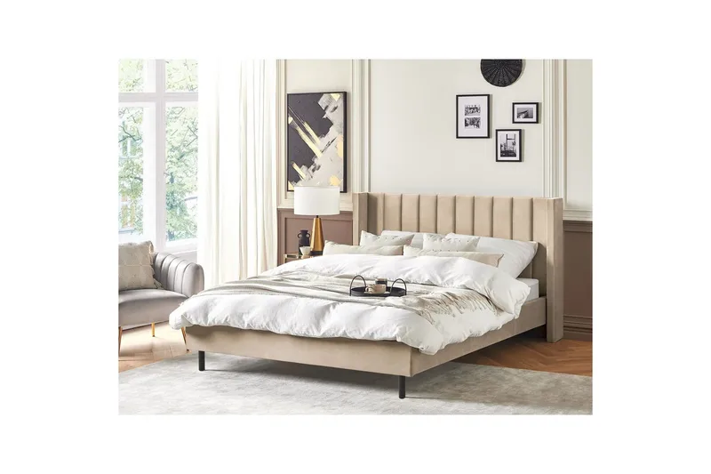 Säng med lamellram Villette - Beige, svart, 180x200 cm - Möbler - Sovrum - Sängram & sängstomme