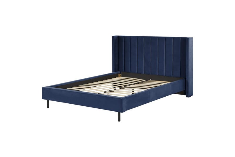 Säng med lamellram Villette - Blå, Svart, 160x200 cm - Möbler - Sovrum - Sängram & sängstomme