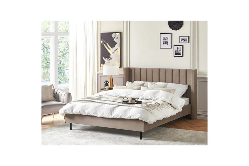 Säng med lamellram Villette - Taupe, guld, 180x200 cm - Möbler - Sovrum - Sängram & sängstomme