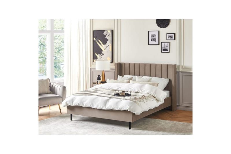 Säng med lamellram Villette - Taupe, svart, 140x200 cm - Möbler - Sovrum - Sängram & sängstomme