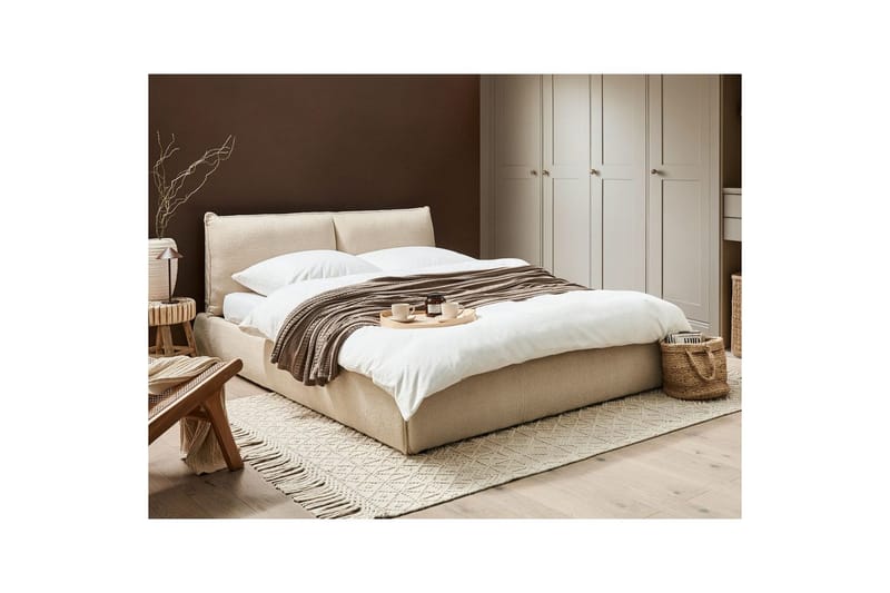 Säng med lamellram Vinay - Ljusbeige, 160x200 cm - Möbler - Sovrum - Sängram & sängstomme